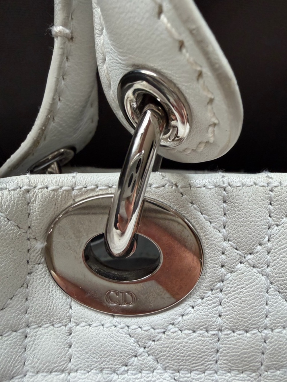 Vintage Christian Dior Cream Lady Dior Tote Bag - Picture 7 of 16